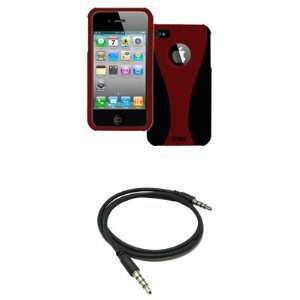 EMPIRE Apple iPhone 4 / 4S Red & Black Duo Shield Rubberized Hard Case 