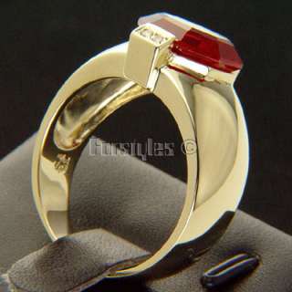 Created Ruby Diamonds 10k Solid Gold Mens Ring r00047  