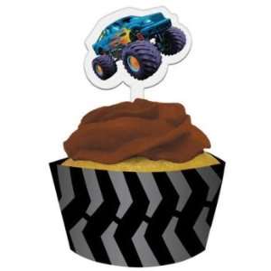 Mudslinger Monster Truck Cupcake Wrappers w/Picks 12 Pack 