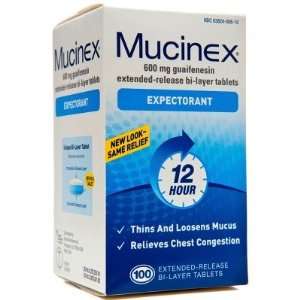  Mucinex  Expectorant, 600mg, 100 Tablets Health 