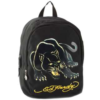 Ed Hardy Black Misha Panther Backpack  Black  