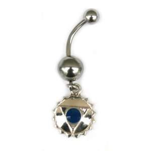   Ring with Throat Chakra Charm Blue Enamel Jeffrey David Jewelry