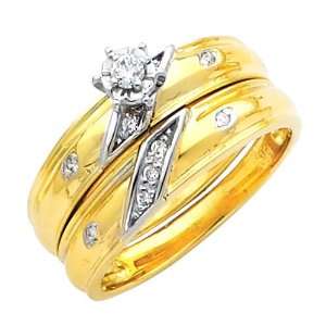  14K Yellow and White 2 Two Tone Gold Womens Round cut 