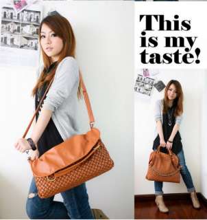 Brown Korean Style Lady Girl Hobo PU Leather Pattern Handbag Shoulder 