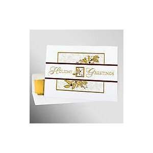    50 pcs   Gilded Holly Business Holiday Cards