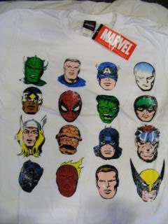 Hulk Spiderman Faces White T Shirt Marvel Comics New  