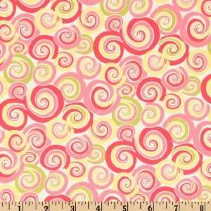 45 Wide Lily Pond Swirls Pink Fabric By The Yard: Arts 
