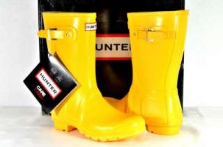 Hunter Original Short Wellies Yellow W23758 Snow Rain Boot Rainboot Sz 