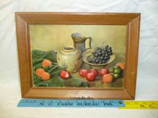   old vintage fruit picture metal frame antique Hank Bay signed artwork