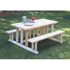  Rustic Natural Cedar Park Style Log Picnic Table: Home 