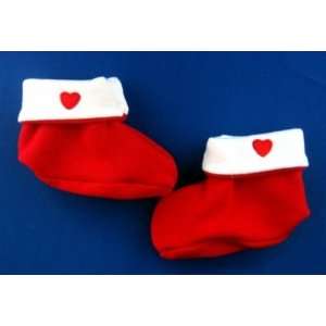    Red and White Heart Booties, Micro Preemie 0 3 Pounds: Baby