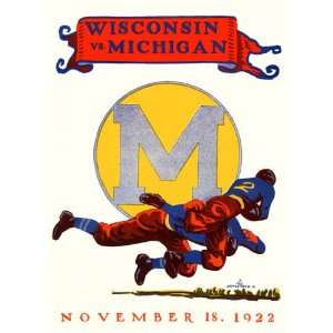  1922 Michigan vs. Wisconsin 36 x 48 Canvas Historic Football 