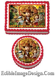 INDIANA JONES LEGO Edible Birthday Party Cake Image Cupcake Topper 