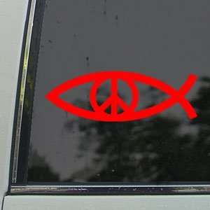  Christian Fish Peace Symbol Red Decal Window Red Sticker 