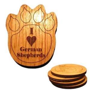  Set of 4 4 inch I Love German Shepherds Coasters Beauty
