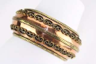 Vintage Signed Italian designer Luisa Conti Brass Copper Bold Bangle 