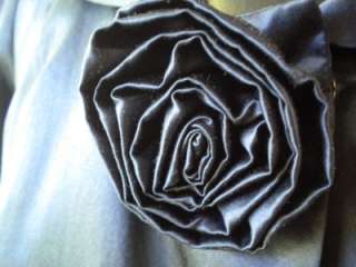 Marc Jacobs Navy Silk Swing Jacket with 3D Rose Corsage 6 EUC Perfect 