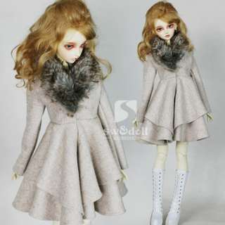 Super Dollfie Outfit 1/3 woolen dress coat for girl (fur collar 2 