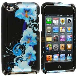Blue Flower Hard Skin Case Cover Accessory for iPod Touch 4th Gen 4G 4