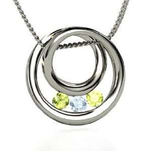 Inner Circle Necklace, Round Aquamarine Sterling Silver Necklace with 