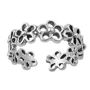    Italian .925 Sterling Silver Plumeria Design Toe Ring: Jewelry