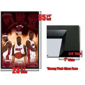  Framed Miami Heat Poster James Wade Bosh NBA Fr 4938