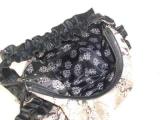 Jessica Simpson Just Ruffle Snake Print Hobo Leather Like Handbag 