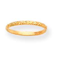 New 14k Yellow Gold Etched Childrens Polished Ring Available in 