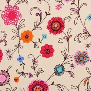  beautiful beige flower Japanese canvas fabric (Sold in 