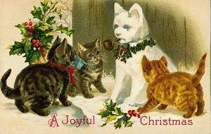 Vintage Victorian Christmas Postcard Printed onto Fabric Victorian 