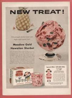 1955 Ad Meadow Gold Ice Cream ~ Life Size Doll Offer  