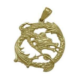  10 Karat Yellow Gold Celtic Dragon Pendant: Jewelry