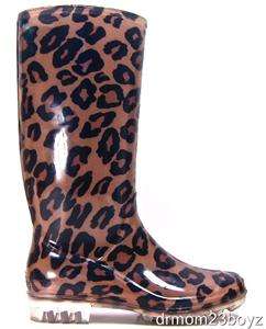   Pixy Signature Ocelot Leopard Rainboots Rubber Boots Brown 5  