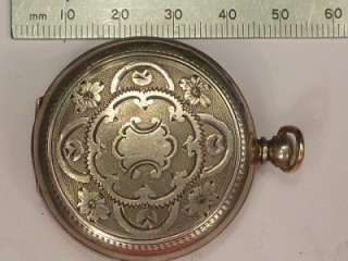 ANTIQUE SOLID SILVER ORNATE DIAL KEY WIND POCKET FOB WATCH  