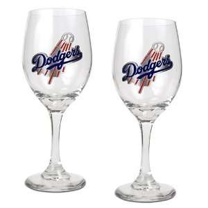  Los Angeles Dodgers 2pc Wine Glass Set   Primary Logo 