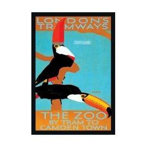  The London Zoo South American Toucans 28x42 Giclee on 