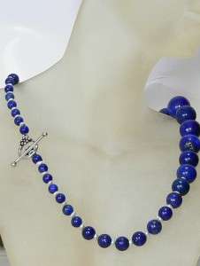 ROUND BLUE LAPIS LAZULI .925 STERLING SILVER NECKLACE  