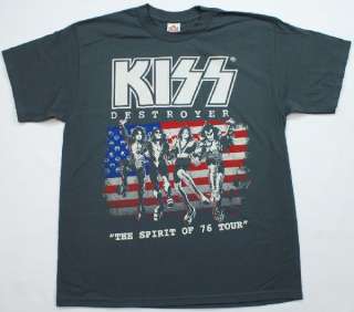 KISS Destroyer Spirit of 76 Tour T Shirt Gray Hard Rock & Roll Music 