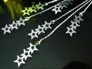 Silver Plated Party Charm Long Star Dangle Earrings S163  