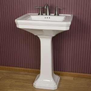 Large Kacy Pedestal Sink   8 Widespread Faucet Hole Drillings   White
