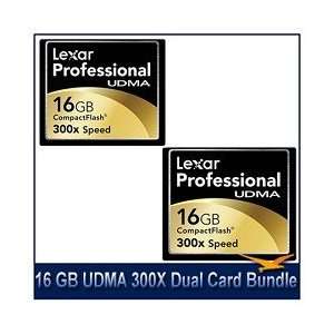  Lexar 16 GB Professional UDMA 300X CompactFlash Dual Card 