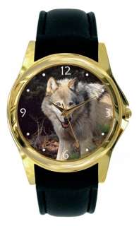 WOLF LADIES ANIMAL LOVERS WATCH GOLD OR SILVER A48  