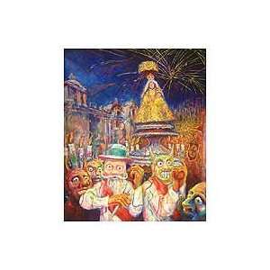  NOVICA Impressionist Painting   Procession of the Virgin 