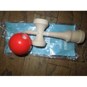  Kendama Red ball natural wood holder 