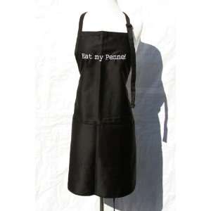  Black Embroidered Apron Eat My Penne Home & Kitchen