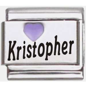 Kristopher Purple Heart Laser Name Italian Charm Link 