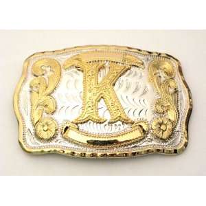 Initial Letter  K  Name Monogram Western Cowboy Gold and Silver Tone 