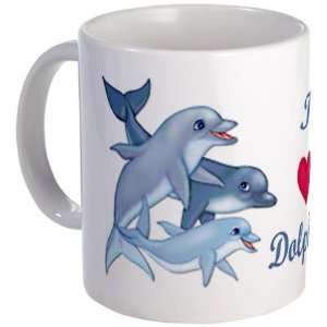 Dolphin Family and Text Art Mug by   Kitchen 