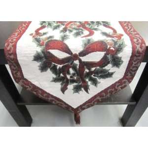  CHRISTMAS HOLLY RED TAPESTRY TABLE RUNNER 13 X 70 
