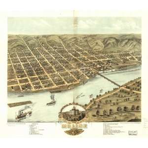    1869 birds eye map of city of Moline, Illinois